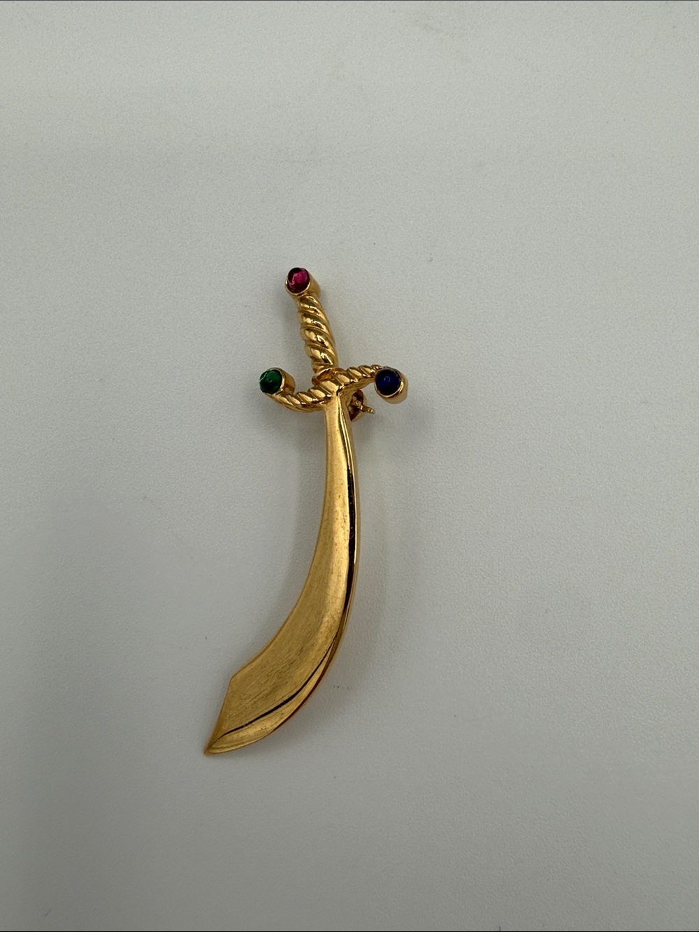 Trifari Gold Sword Brooch with Gem Accents - Women Accessories